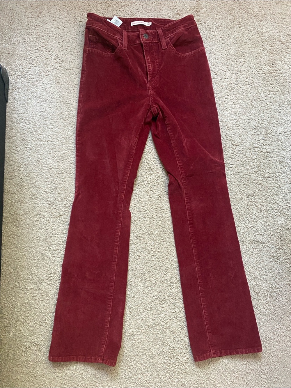 Women’s Deep Red Corduroy Jeans High Waisted Bootcut Jeans